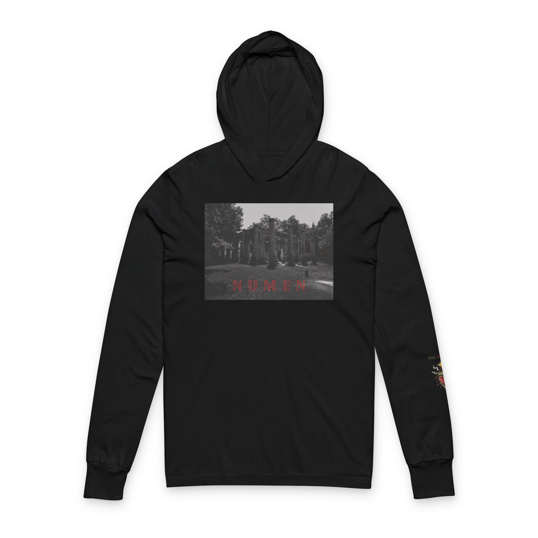 NUMEN Latin "Divine Power" Hooded Long Sleeve Tee
