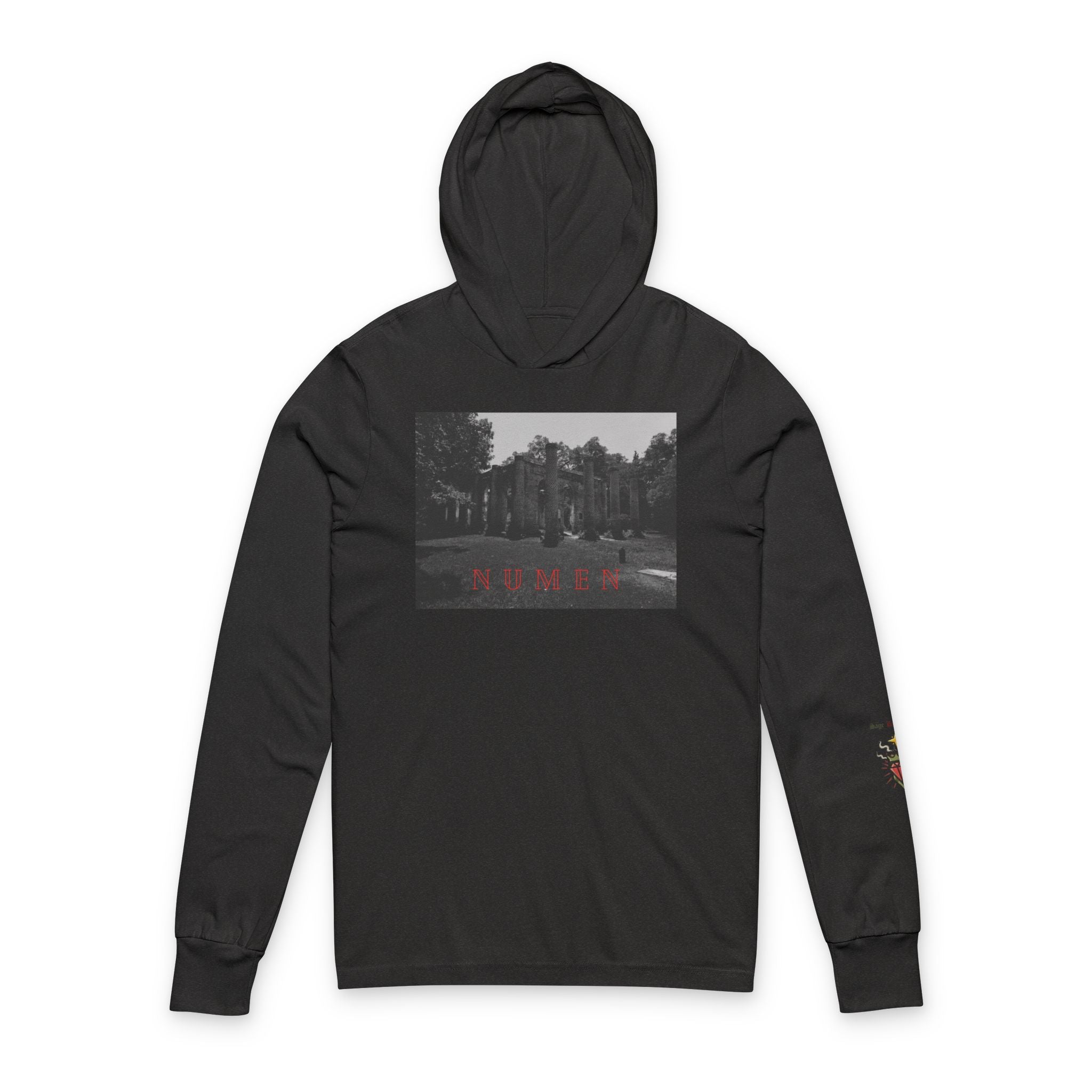 NUMEN Latin "Divine Power" Hooded Long Sleeve Tee